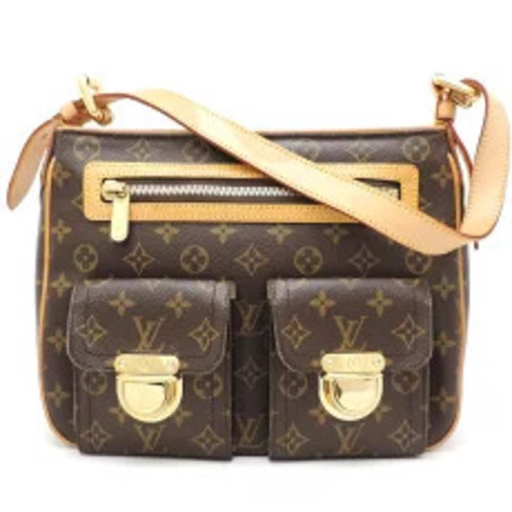 Louis Vuitton Hudson Shoulder pad Bag Monogram Ebene Brown